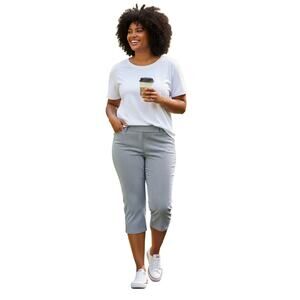 S.C. & CO. Women's 360 Tummy Control Blue White Classic Capris Size 16